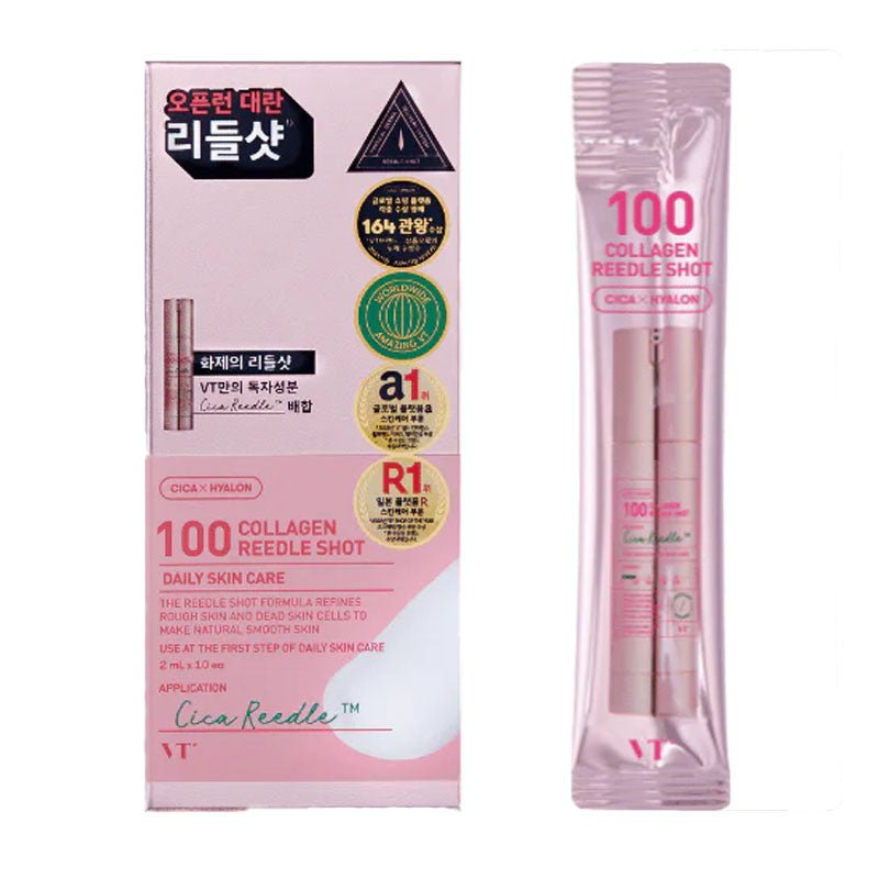 VT Cosmetics Collagen Reedle Shot 100 Stick Pouch 2ml - 10 Sticks x 2 (Total 20 Sticks)