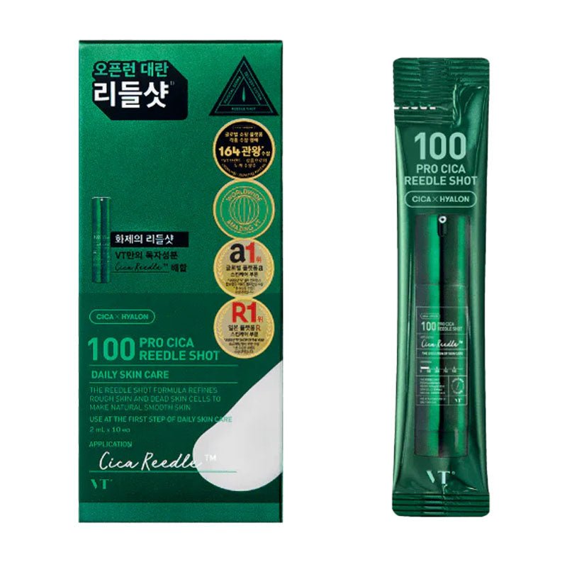VT Cosmetics Pro-Cica Reedle Shot 100 Stick Pouch 2ml - 10ea x 2 Packs (20 Sticks Total)