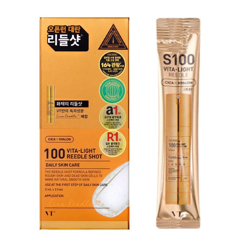 VT Cosmetics Vita-Light Reedle Shot 100 Stick Pouch 2ml - 10ea x 2 Packs (Total 20 Sticks)